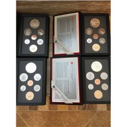 Four Canadian coin proof sets from Royal Canadian Mint 1989, 1990, 1991, 1992