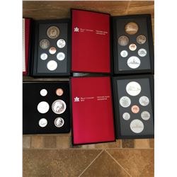 Four proof sets from Royal Canadian Mint, 1986, 1987, 1988 (1967 is missing the quarter)
