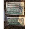 Image 2 : Canadian one dollar bills, two from 1937, five from 1954, 17 from 1967, 1 from 1973