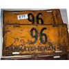 Image 2 : 2 Matching 1936 Sask Plates 1 - 1938, 1 - 1926