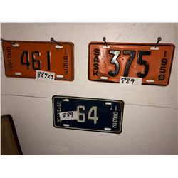 3 Sask Motorcycle plates, 1950, 1963, 1962
