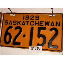 2 - 1929 Sask Plates
