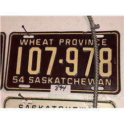 2 - 1954 Sask Plates