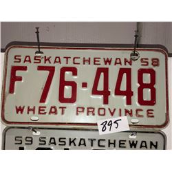 2 - 1958 Sask Plates