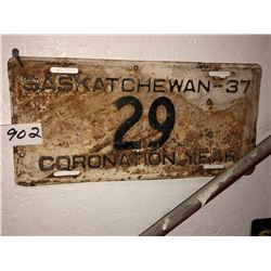1937 Sask Plates "Coronation"