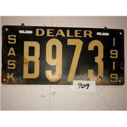 Sask "Dealer" 1919 Dealer's Plate first used by Brad Smith of Saskatoon