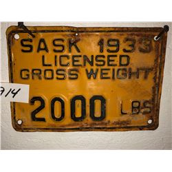 1933 Sask Heavy Truck plate, 1967 Bicycle License Plate, 1953 Wilkie Sask Bicycle plate