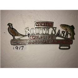 Sask wildlife plate holder, 2 - 1964 St. James Manitoba Bike licenses