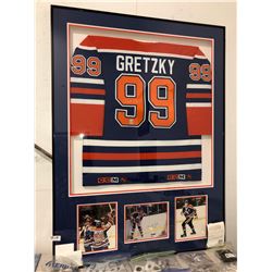 Very limited Wayne Gretzky framed sweater personally signed with upper deck cards personally signed