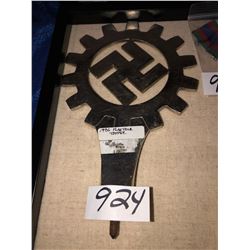 Third Reich Flag Pole Topper 1936, approx 9"x6", stainless