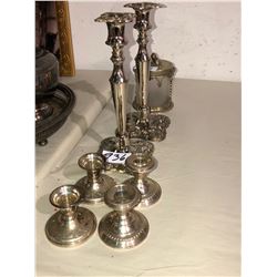 Beautiful candelabra sterling 4 candle set, silver and glass jar