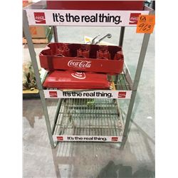 Old metal Coke bottle stand, steel wire racking