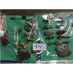 Approx 75 antique pins & brooches, many marked as sterling/925