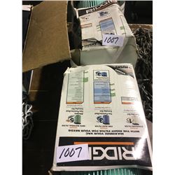 2 Ridgid filters, large box of large garbage bags, chain