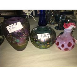 Skookum Robert Held Art Glass and Fenton pink and white art glass