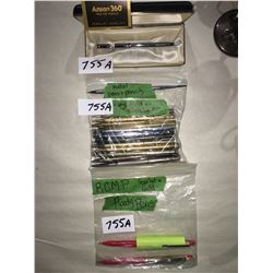 Collection of floaty pens including RCMP Scarlet & Gold, Anson 360 pen and case