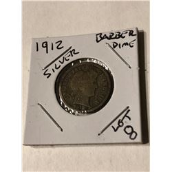 1912 Silver Barber Dime Nice Early US Coin