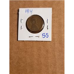 2 1914 Wheat Pennies In One Coin Sleeve