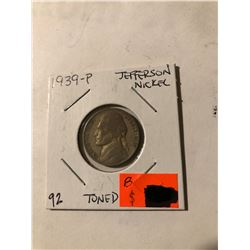 1939 P toned Jefferson nickel