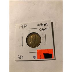 1939 Wheat Penny AU High Grade nice color
