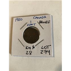 1920 Canada One Cent Nice Early Canadian Penny