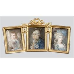 Rield(?) jelzéssel, 19. sz. - XIV. Lajos, Marie - Antoinette és gyermekük portréja, 3 db