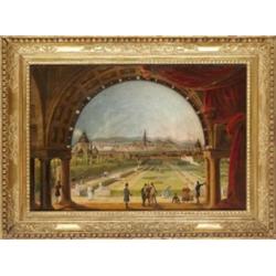 Képóra - Bécs látképe a Belvedere Palota kertjébol