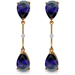 Genuine 7.01 ctw Sapphire & Diamond Earrings Jewelry 14KT Rose Gold - REF-78H9X