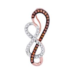 0.15 CTW Red Color Diamond Infinity Heart Pendant 10KT Rose Gold - REF-16W4K