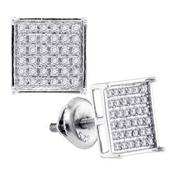 0.23 CTW Diamond Square Cluster Earrings 10KT White Gold - REF-12N2F