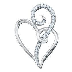 0.10 CTW Diamond Heart Love Pendant 10KT White Gold - REF-13F4N