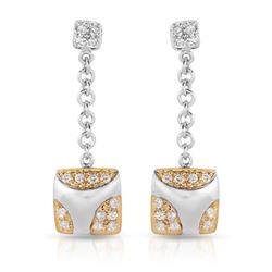 0.53 CTW Diamond Earrings 14K 2Tone Gold - REF-51Y7X