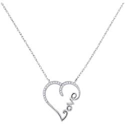 0.08 CTW Diamond Heart Love Pendant 10KT White Gold - REF-13X4Y