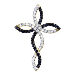 0.30 CTW Black Color Diamond Woven Infinity Cross Pendant 10KT Yellow Gold - REF-19F4N