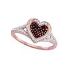 Image 1 : 0.20 CTW Red Color Diamond Heart Love Ring 10KT Rose Gold - REF-25Y4X