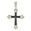 Image 1 : 0.19 CTW Black Color Diamond Cross Pendant 10KT Yellow Gold - REF-14M9H