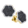 Image 1 : 0.50 CTW Black Color Diamond Cluster Earrings 10KT Yellow Gold - REF-34Y4X