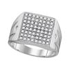 Image 1 : 0.51 CTW Mens Diamond Polished Square Cluster Ring 10KT White Gold - REF-44W9K