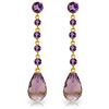 Image 1 : Genuine 23 ctw Amethyst Earrings Jewelry 14KT Yellow Gold - REF-50N6R