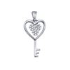 Image 1 : 0.08 CTW Diamond Cluster Key Heart Pendant 10KT White Gold - REF-8N9F