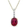 Image 1 : 1.02 CTW Oval Created Ruby Solitaire Diamond Pendant 10KT Yellow Gold - REF-8H9M