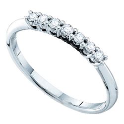 0.20 CTW Pave-set Diamond Slender Wedding Ring 14KT White Gold - REF-22H4M