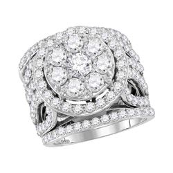 3.99 CTW Diamond Halo Bridal Engagement Ring 14KT White Gold - REF-432W2K