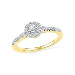 0.25 CTW Diamond Solitaire Halo Promise Bridal Ring 10KT Yellow Gold - REF-22N4F