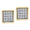 Image 1 : 0.05 CTW Diamond Square Cluster Earrings 10KT Yellow Gold - REF-7W4K