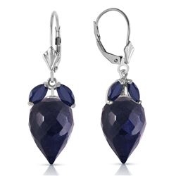 Genuine 26.8 ctw Sapphire Earrings Jewelry 14KT White Gold - REF-59P9H