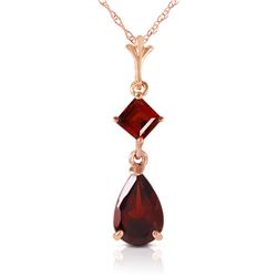 Genuine 2 ctw Garnet Necklace Jewelry 14KT Rose Gold - REF-24M3T