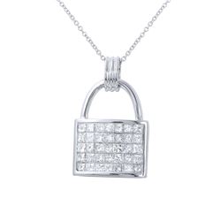 1.79 CTW Princess Diamond Necklace 14K White Gold - REF-206X9R