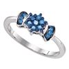 Image 1 : 0.25 CTW Blue Color Diamond Flower Cluster Ring 10KT White Gold - REF-19X4Y