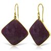 Image 1 : Genuine 40.5 ctw Ruby Earrings Jewelry 14KT Yellow Gold - REF-109K3V